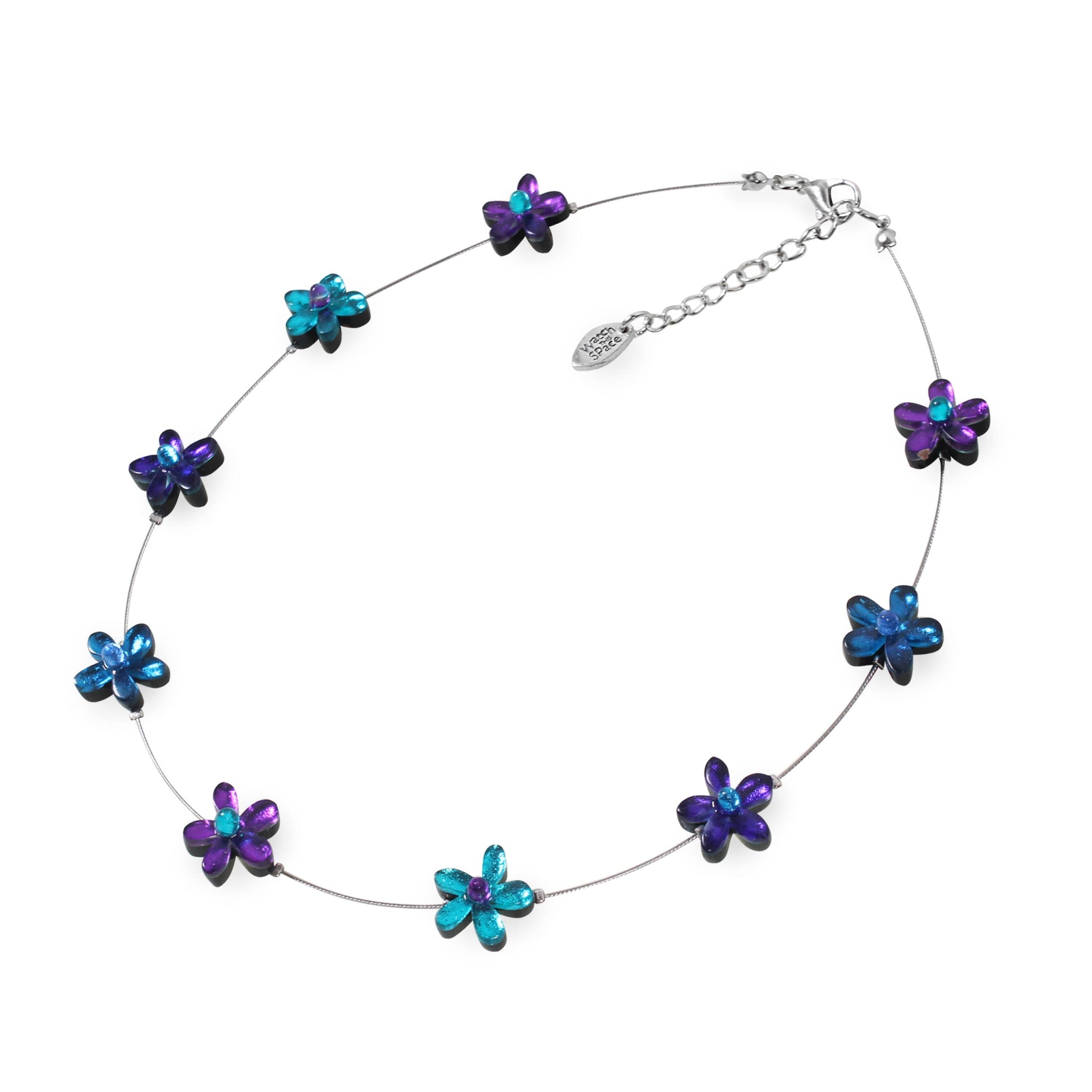 Peacock Flower Shiny Floating Necklace