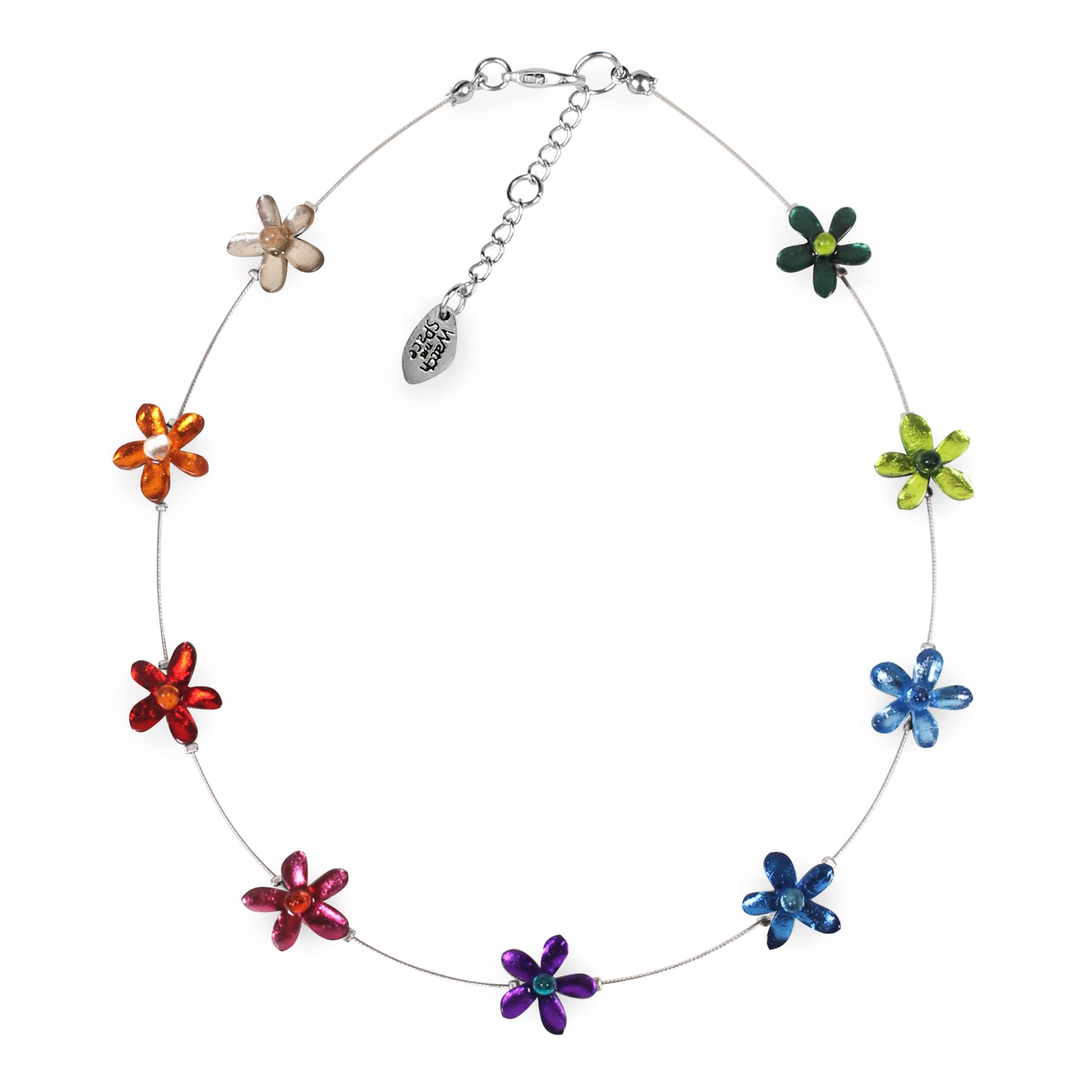 Rainbow Flower Shiny Floating Necklace