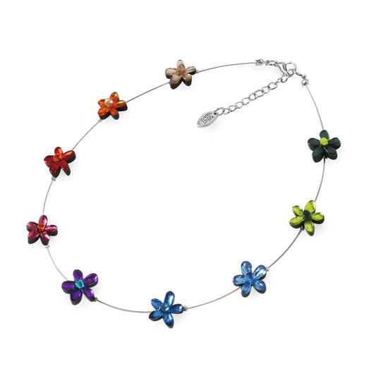 Rainbow Flower Shiny Floating Necklace | The Jewellery Stop