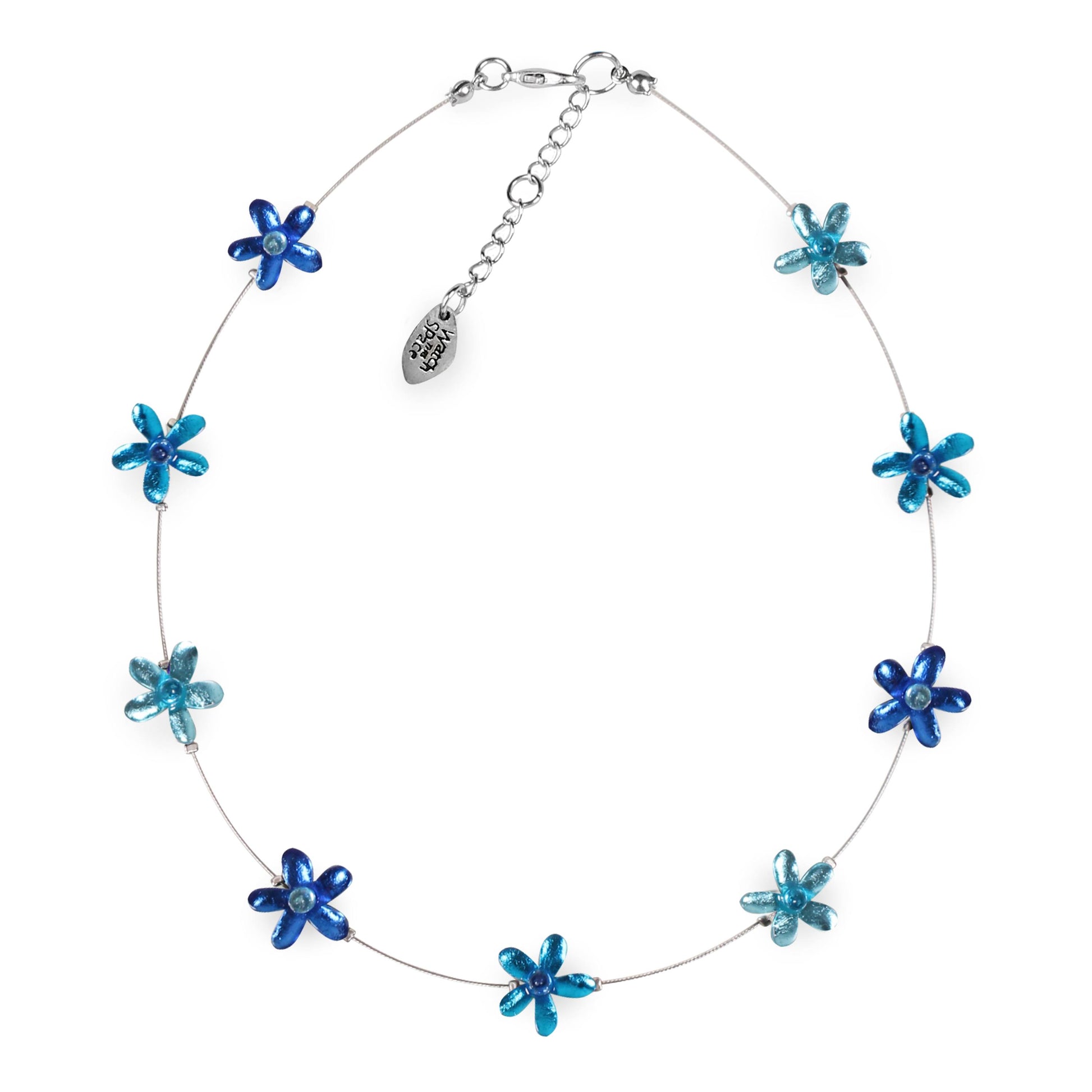 Turquoise Flower Shiny Floating Necklace