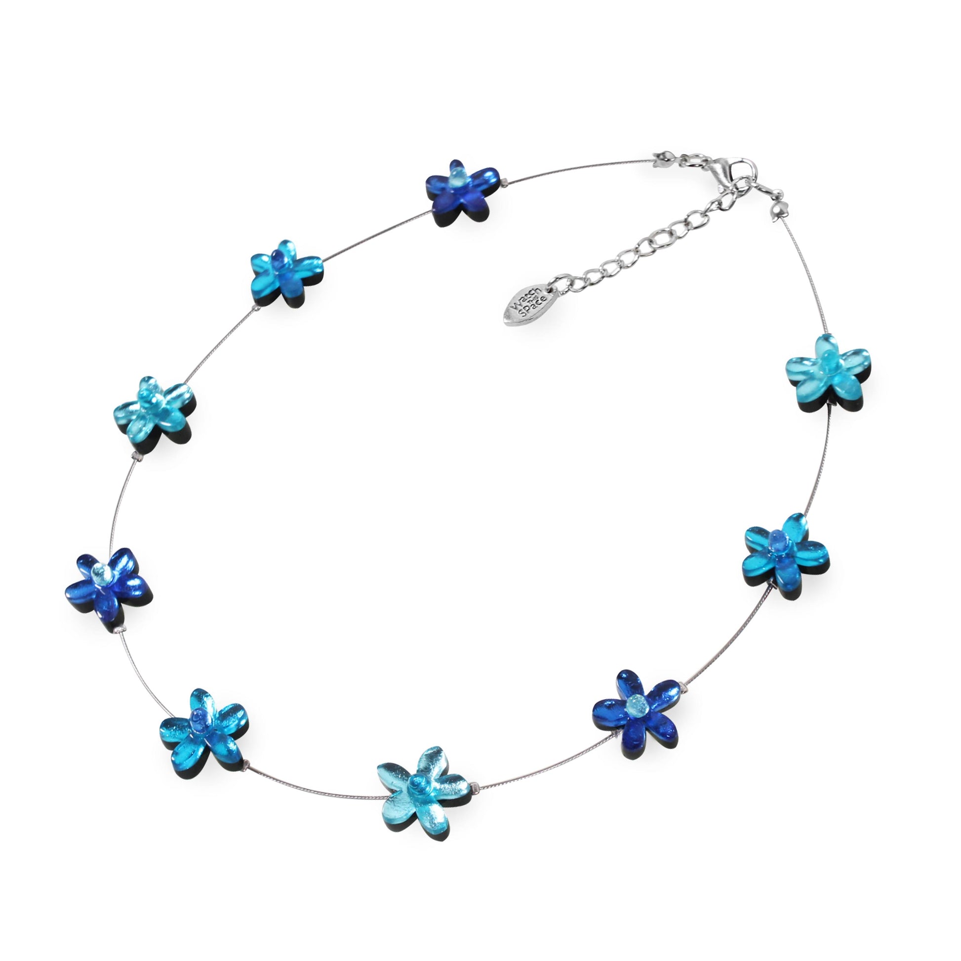 Turquoise Flower Shiny Floating Necklace