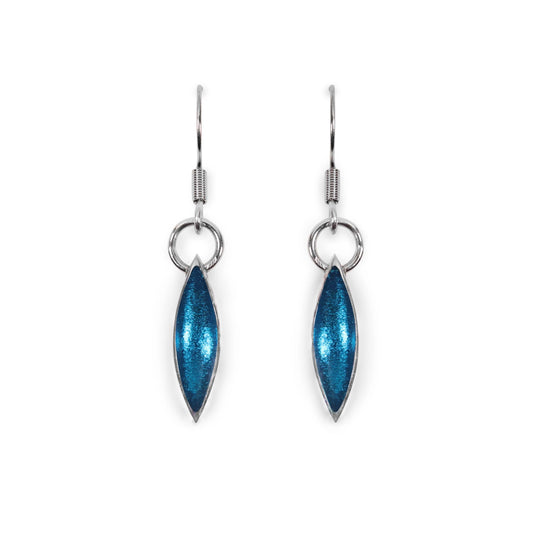 Turquoise Pewter Petals Fish Hook Earrings