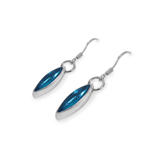 Turquoise Pewter Petals Fish Hook Earrings