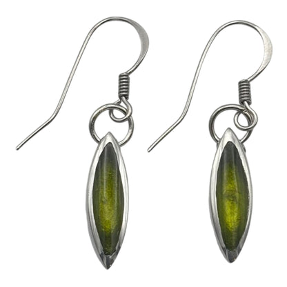 Lime Pewter Petals Fish Hook Earrings | The Jewellery Stop