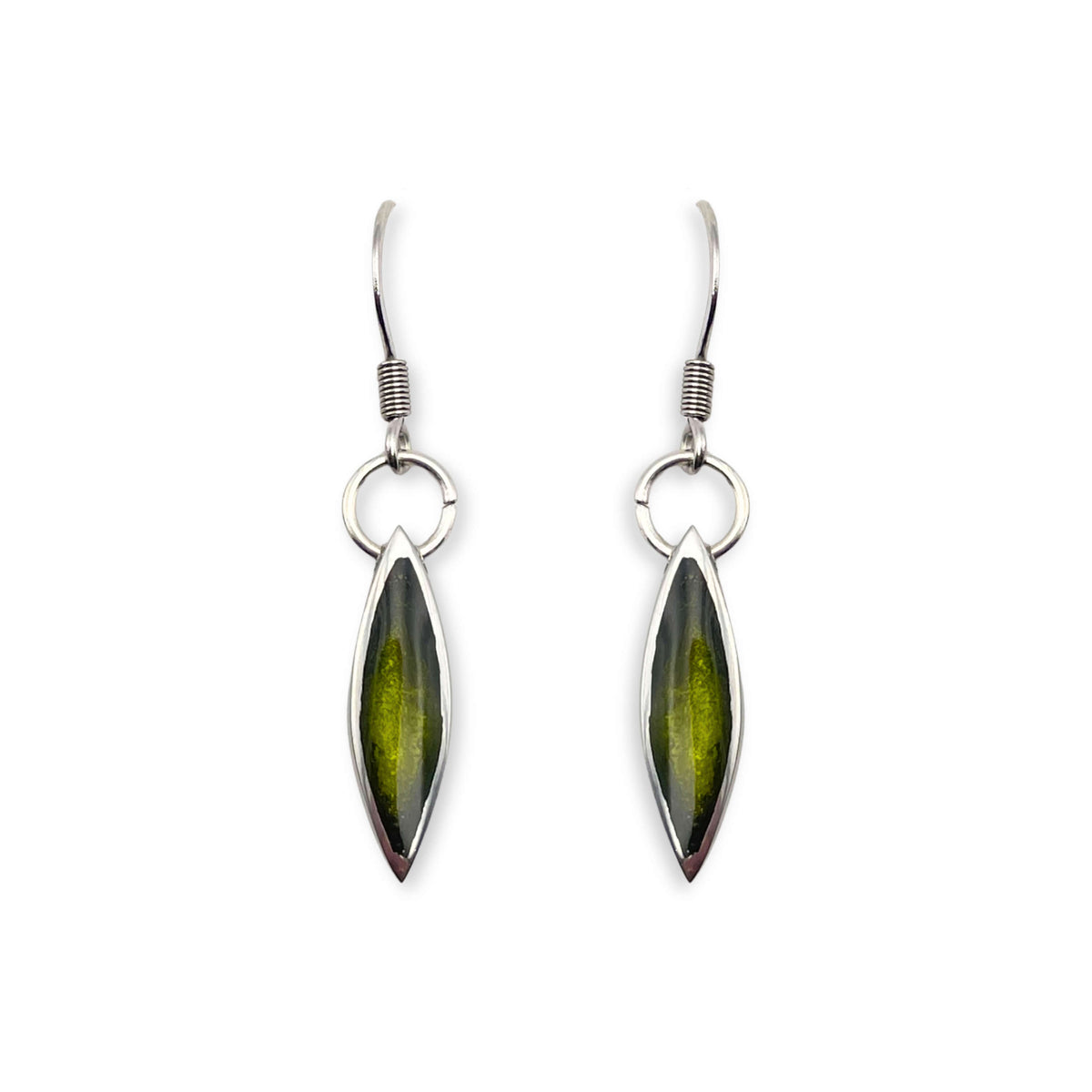Olive Pewter Petals Fish Hook Earrings
