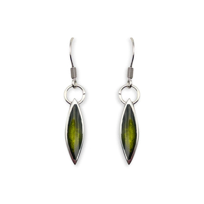 Olive Pewter Petals Fish Hook Earrings