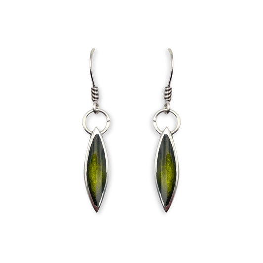 Olive Pewter Petals Fish Hook Earrings