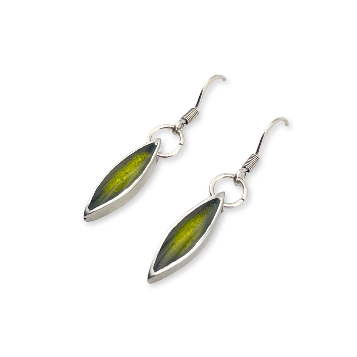 Olive Pewter Petals Fish Hook Earrings
