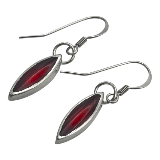 Red Pewter Petals Fish Hook Earrings | The Jewellery Stop