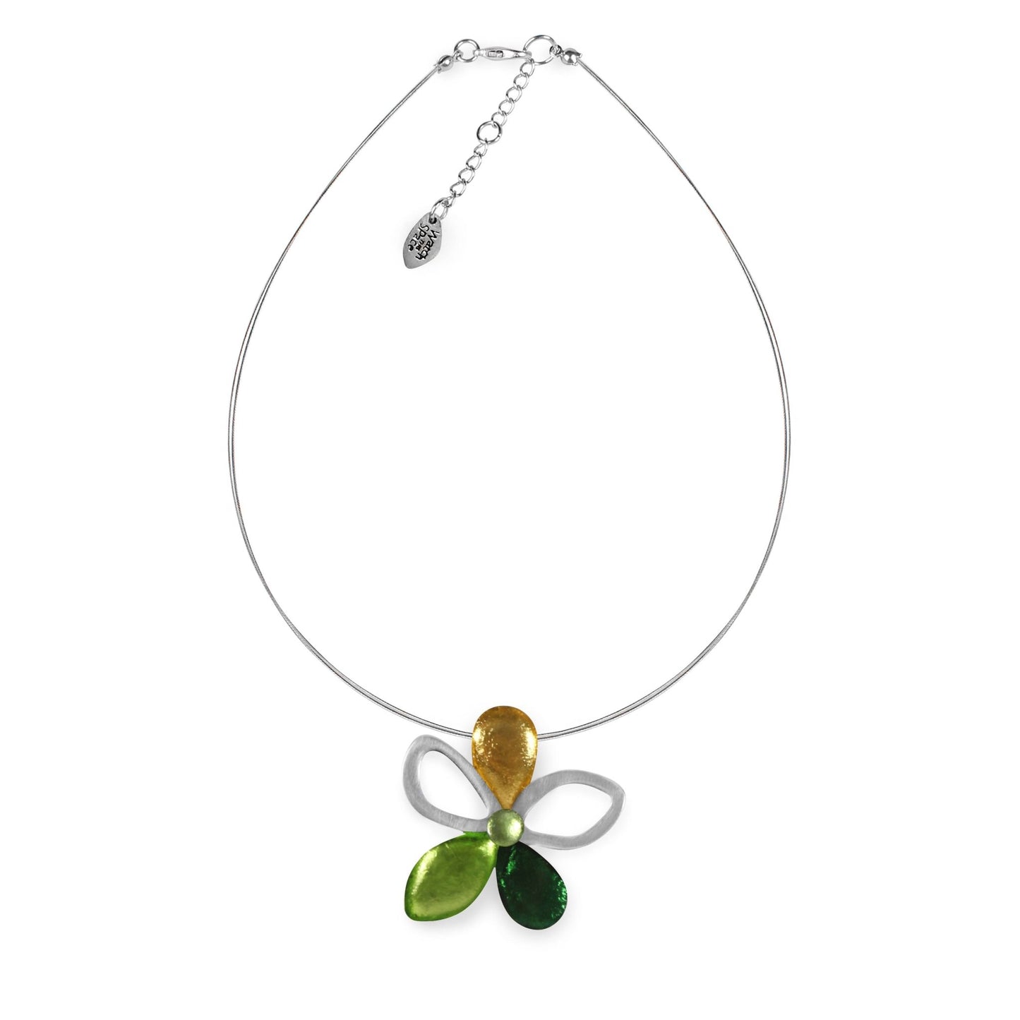 Kiwi Eclectic Flower Shiny Pendant on Wire | The Jewellery Stop