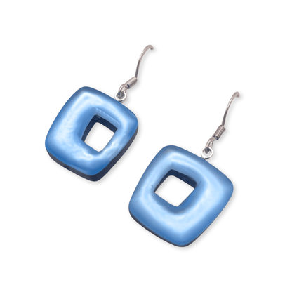 Arctic Hollow Squares Matte Medium Fish Hook Earrings