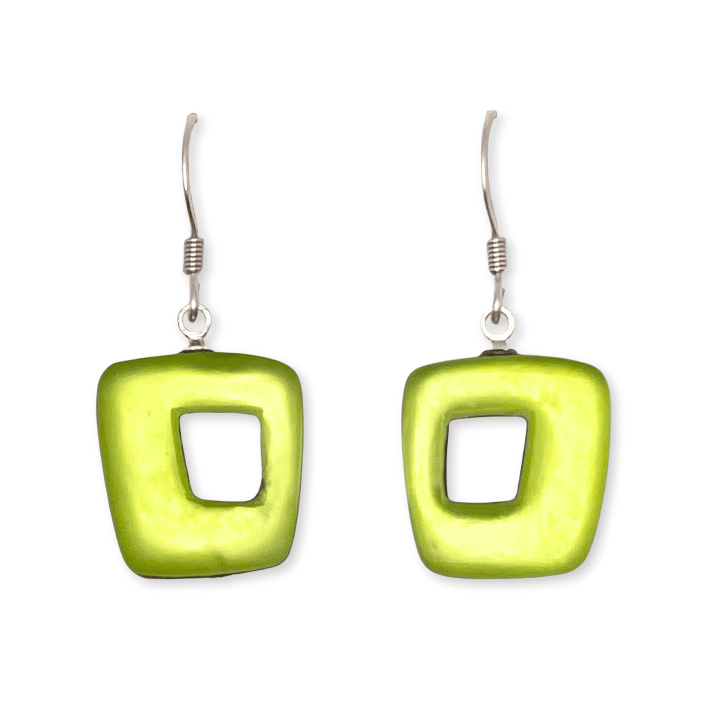 Sherbet Hollow Squares Matte Medium Fish Hook Earrings