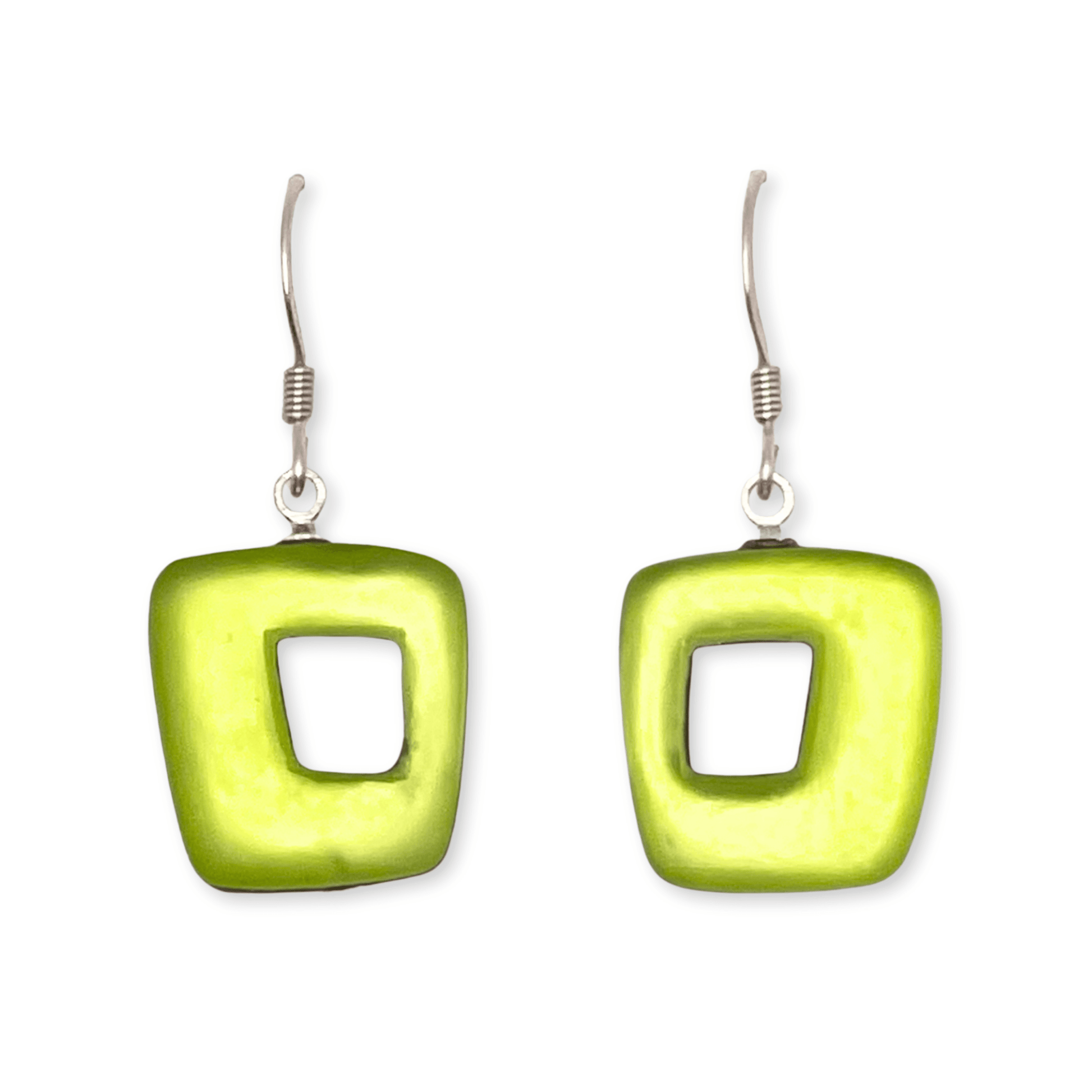 Sherbet Hollow Squares Matte Medium Fish Hook Earrings