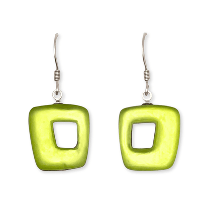 Sherbet Hollow Squares Matte Medium Fish Hook Earrings