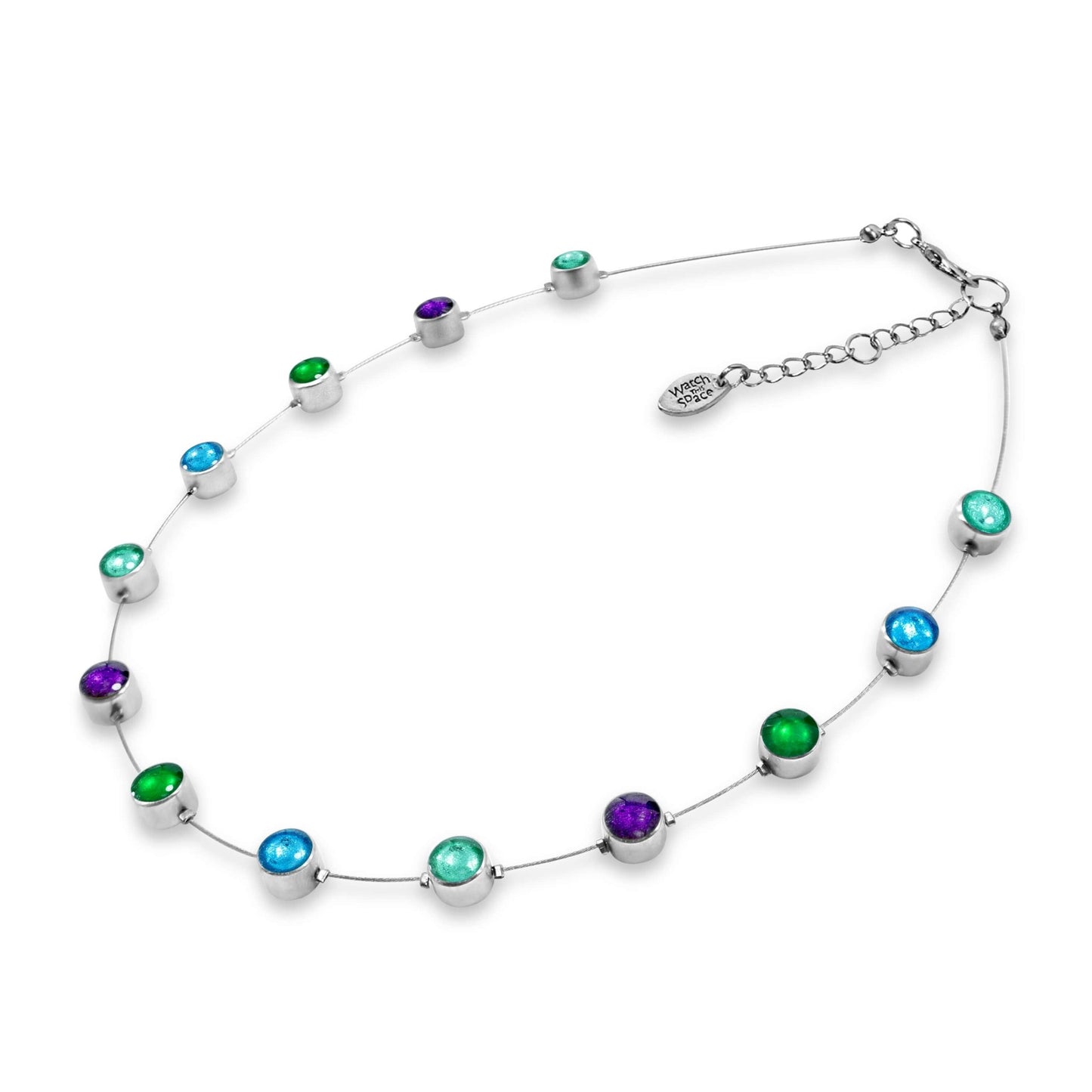 Aurora Aluminium Circles Small Shiny Floating Necklace | The Jewellery Stop