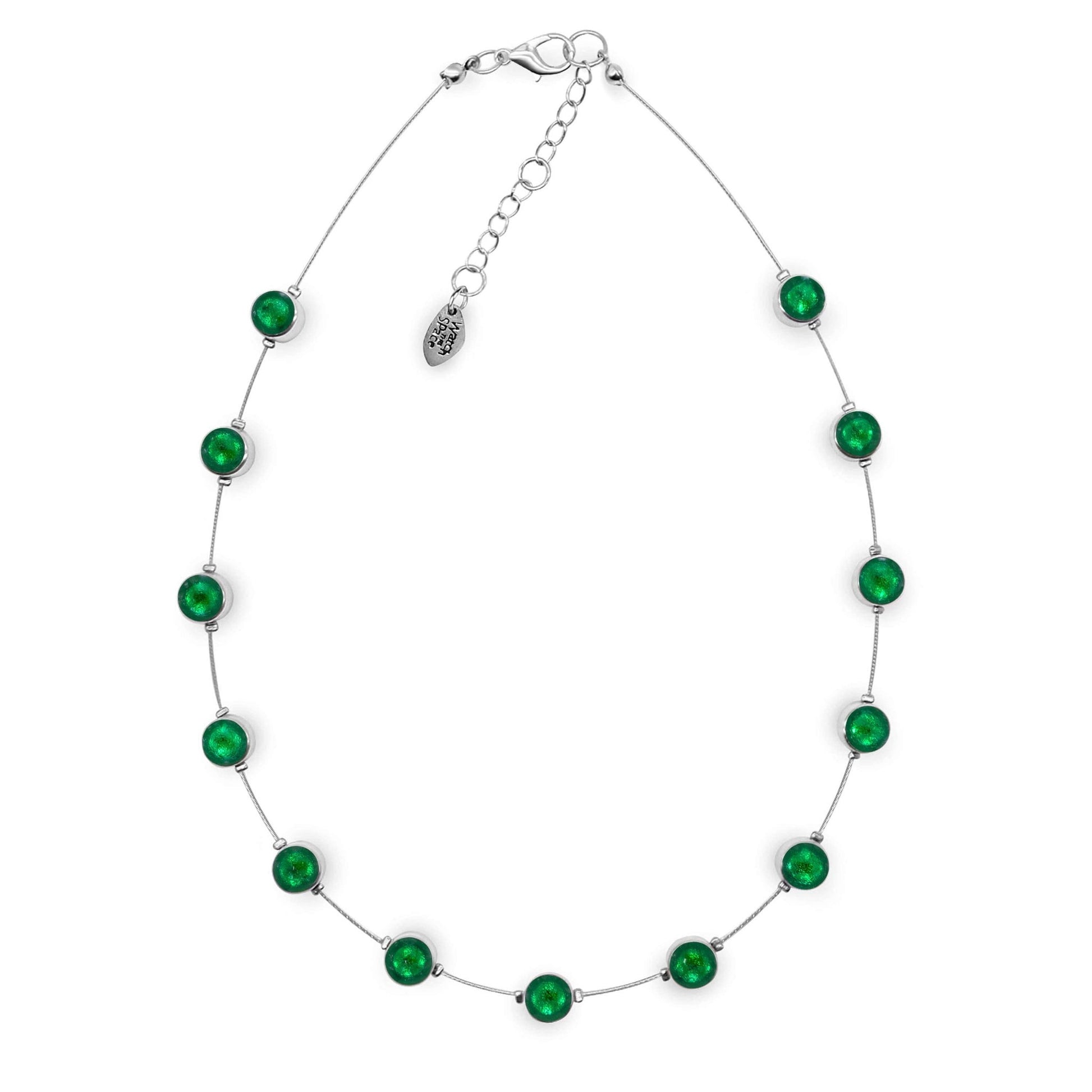 Emerald Aluminium Circles Small Shiny Floating Necklace | The Jewellery Stop