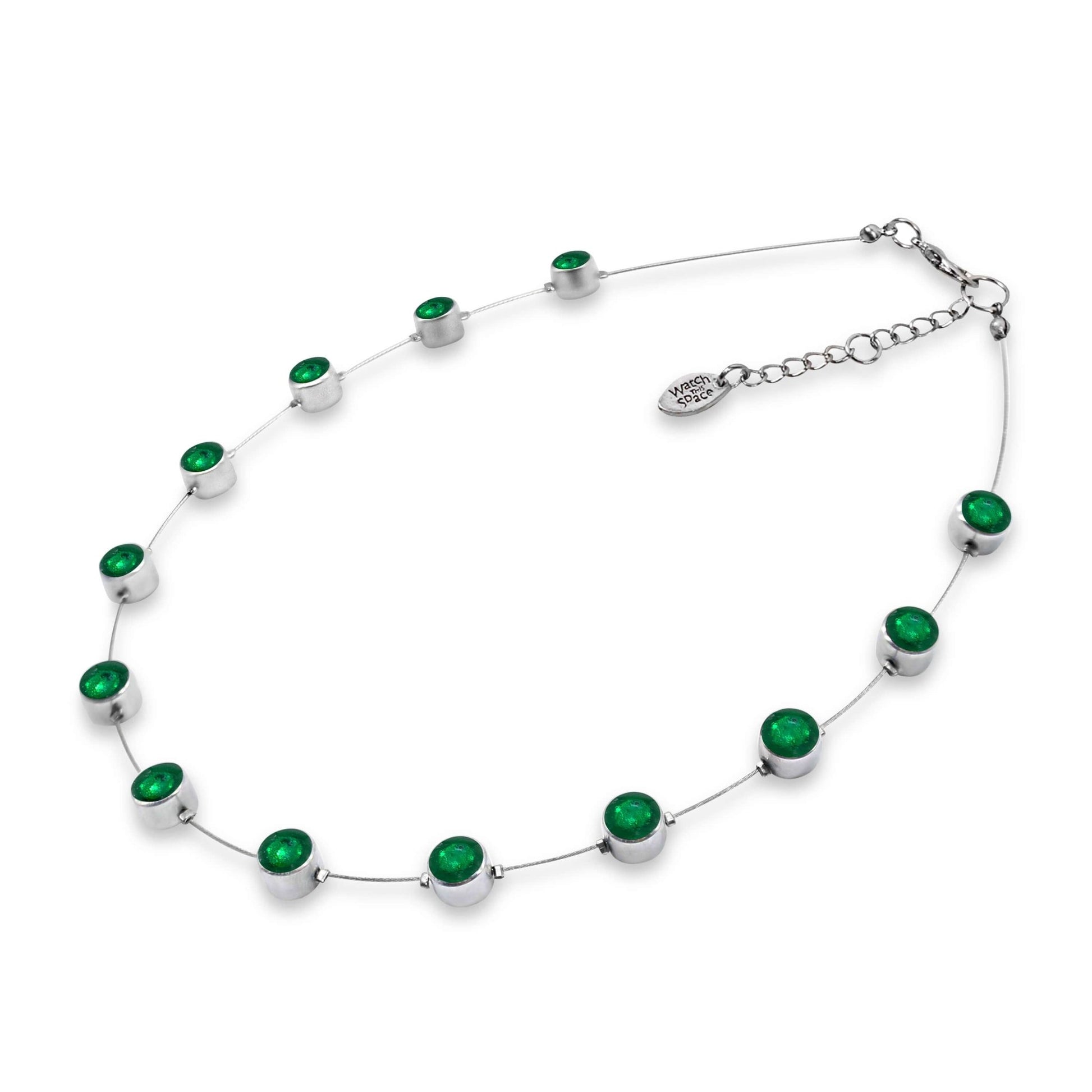 Emerald Aluminium Circles Small Shiny Floating Necklace | The Jewellery Stop