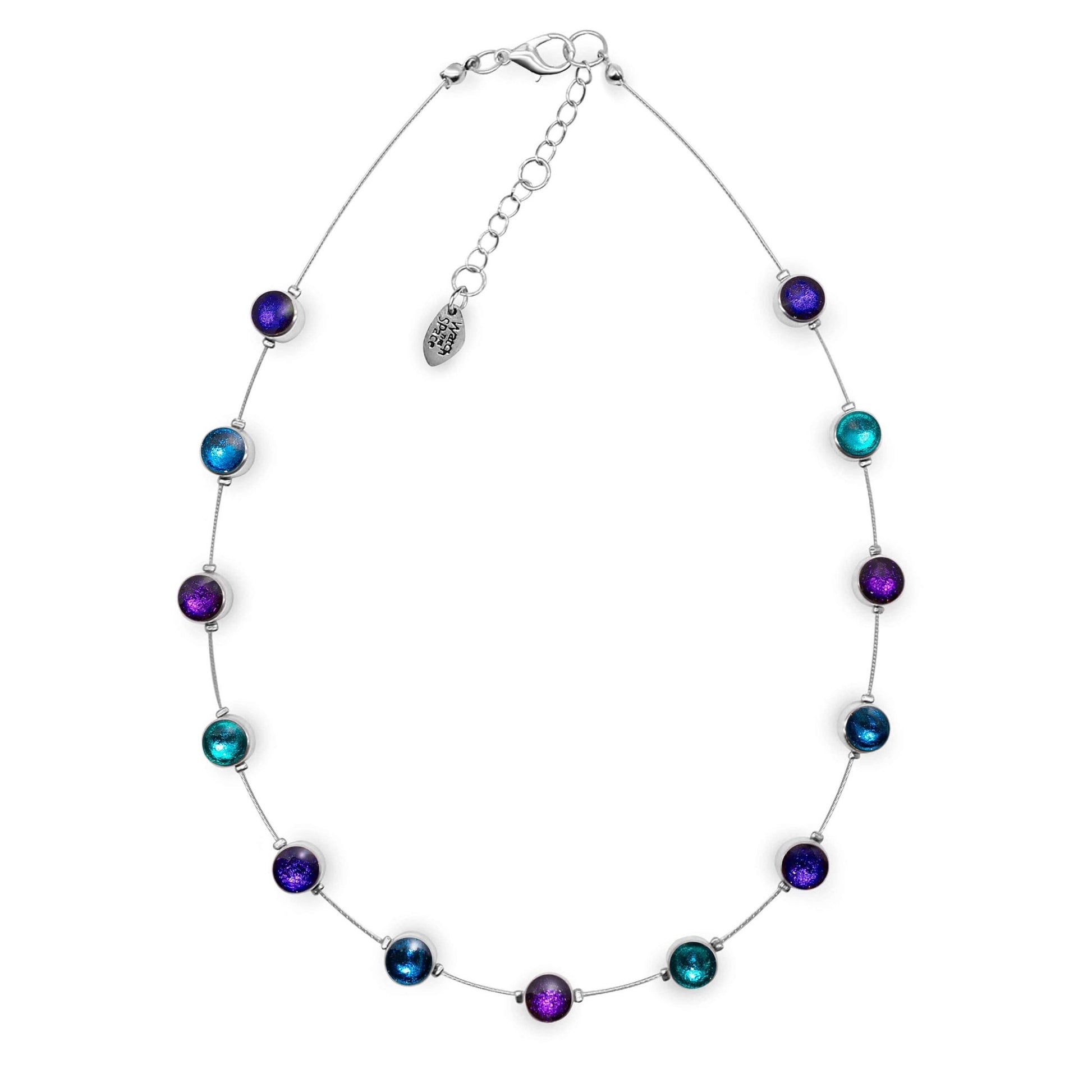 Peacock Aluminium Circles Small Shiny Floating Necklace | The Jewellery Stop