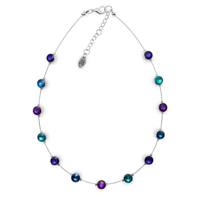 Peacock Aluminium Circles Small Shiny Floating Necklace | The Jewellery Stop