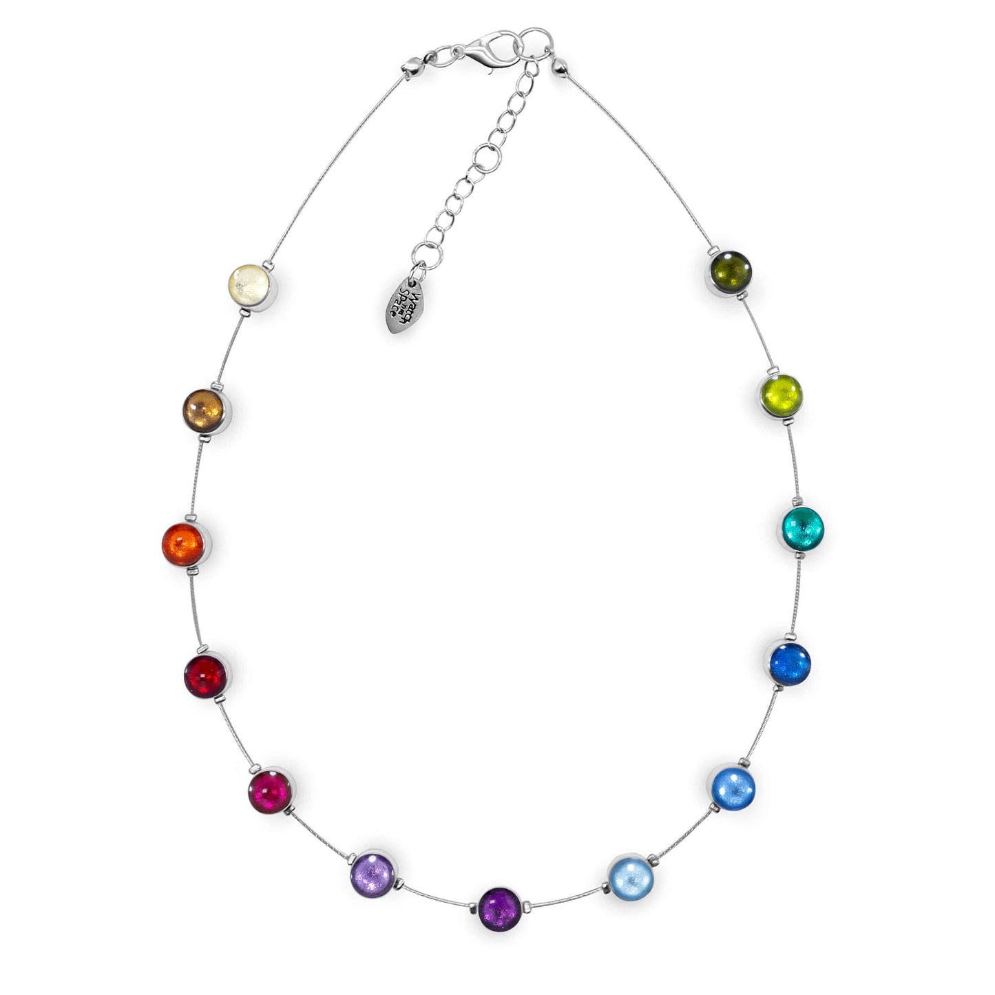 Rainbow Aluminium Circles Small Shiny Floating Necklace