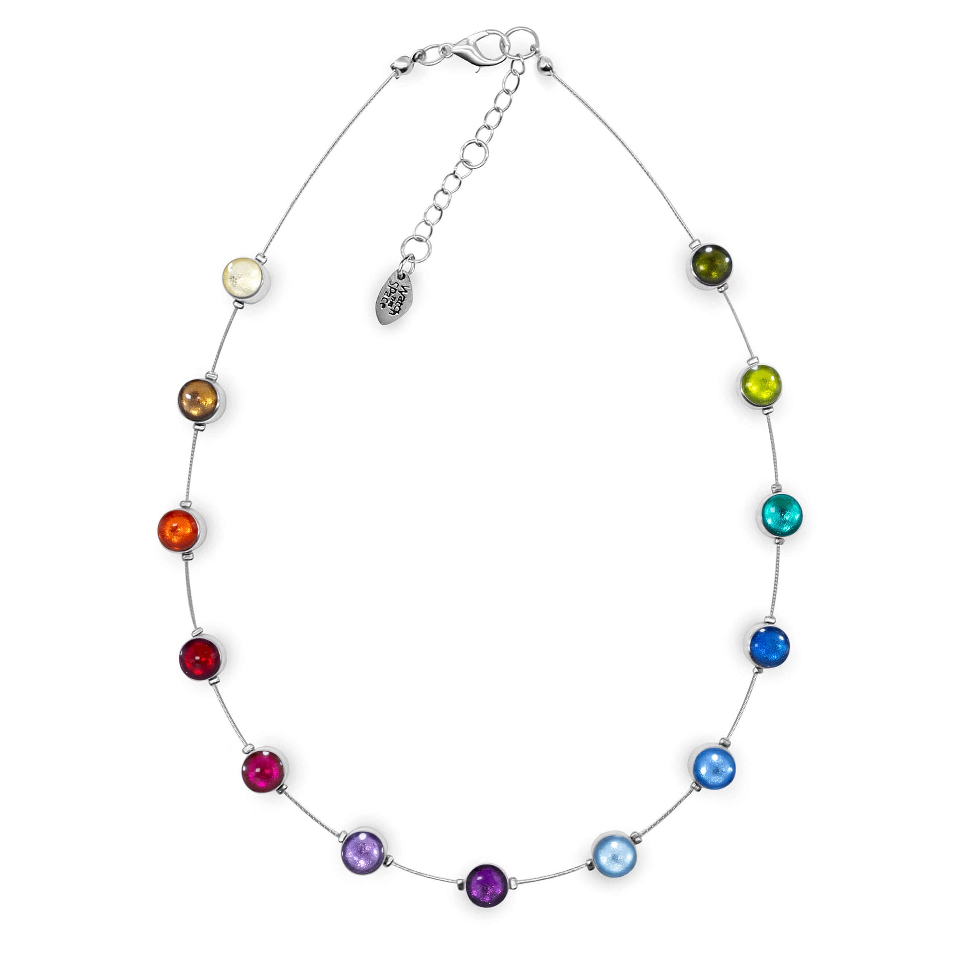 Rainbow Aluminium Circles Small Shiny Floating Necklace