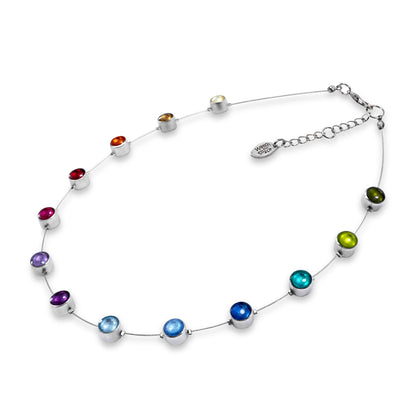 Rainbow Aluminium Circles Small Shiny Floating Necklace