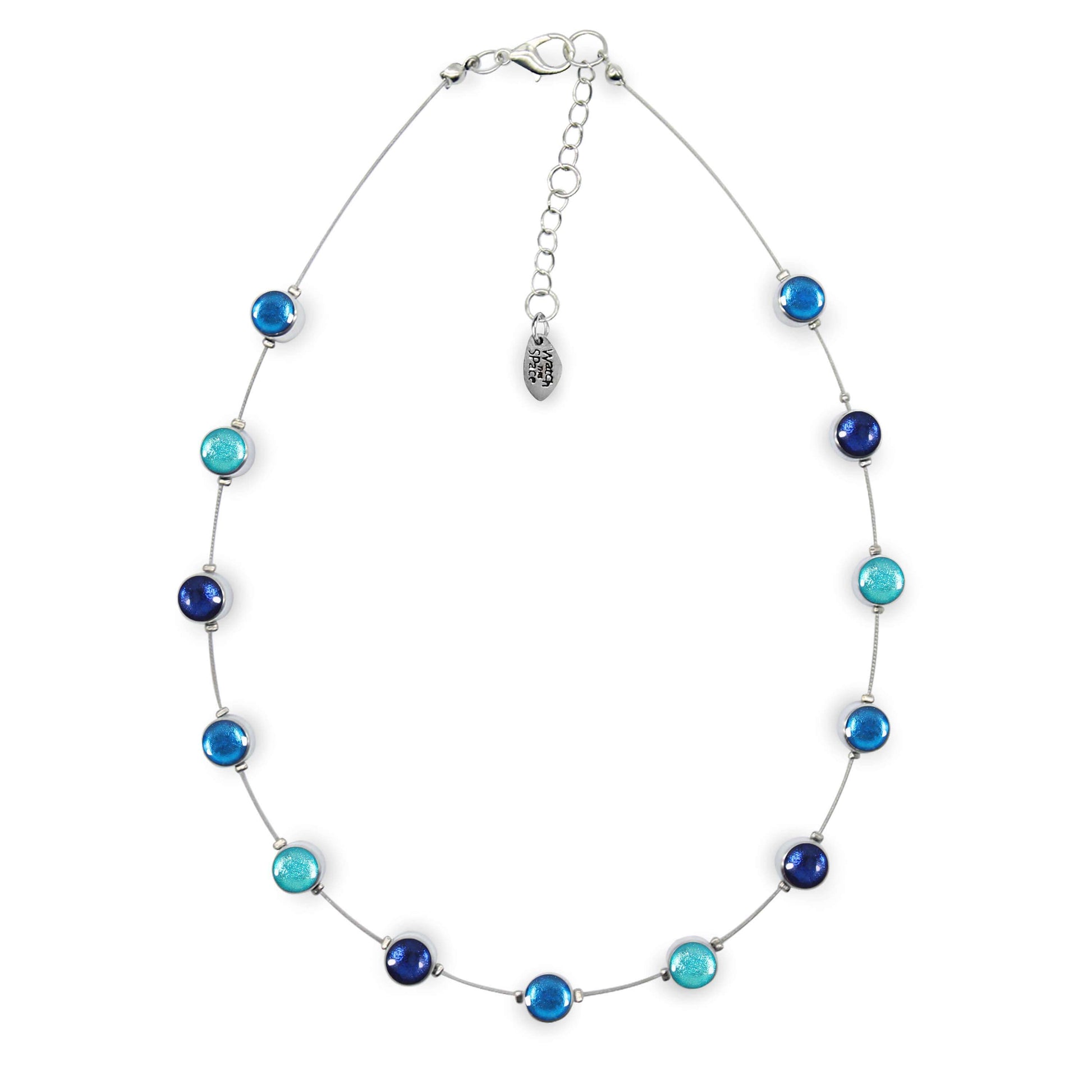 Turquoise Aluminium Circles Small Shiny Floating Necklace | The Jewellery Stop