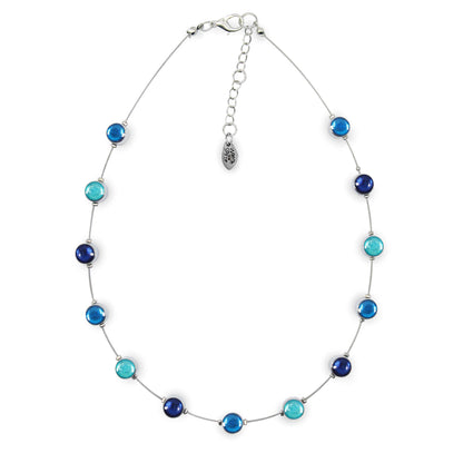 Turquoise Aluminium Circles Small Shiny Floating Necklace | The Jewellery Stop