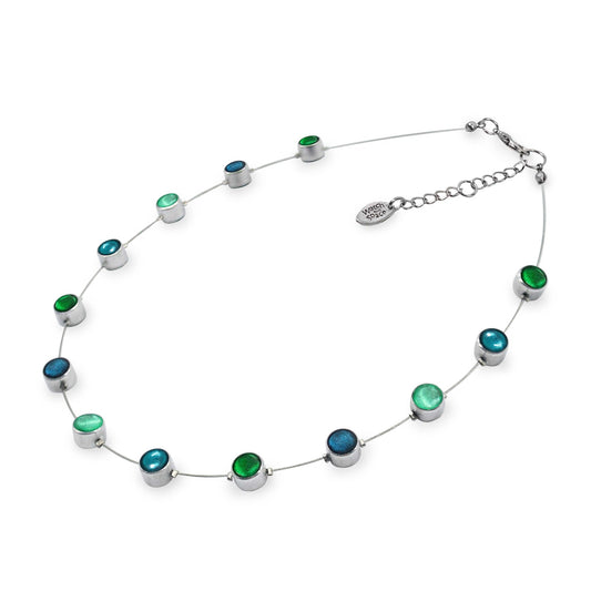 Verdigris Aluminium Circles Small Shiny Floating Necklace | The Jewellery Stop