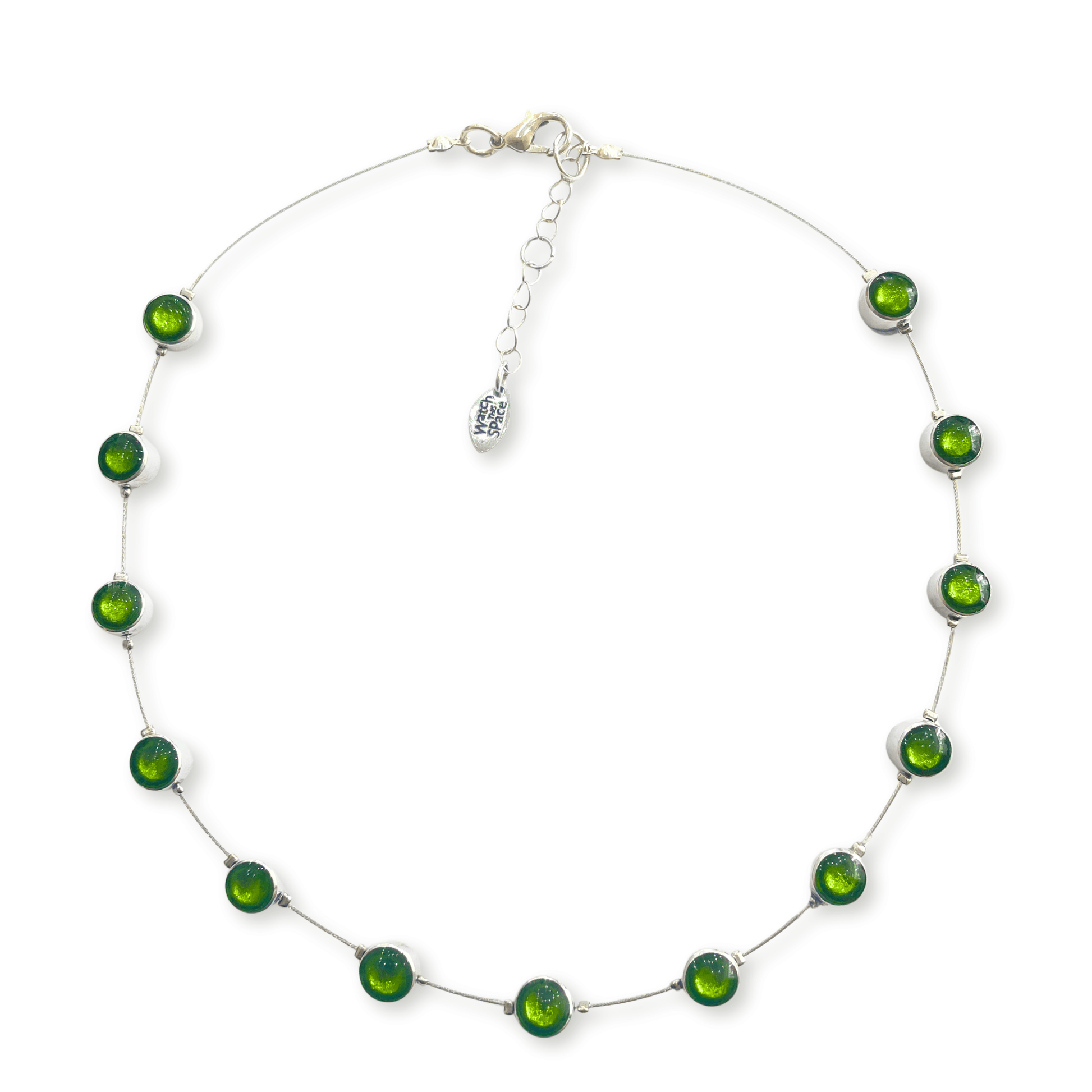 Green Aluminium Circles Small Shiny Floating Necklace