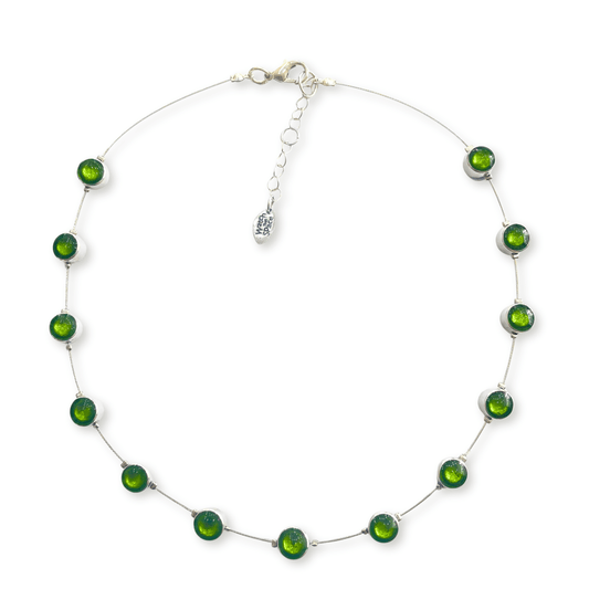 Green Aluminium Circles Small Shiny Floating Necklace