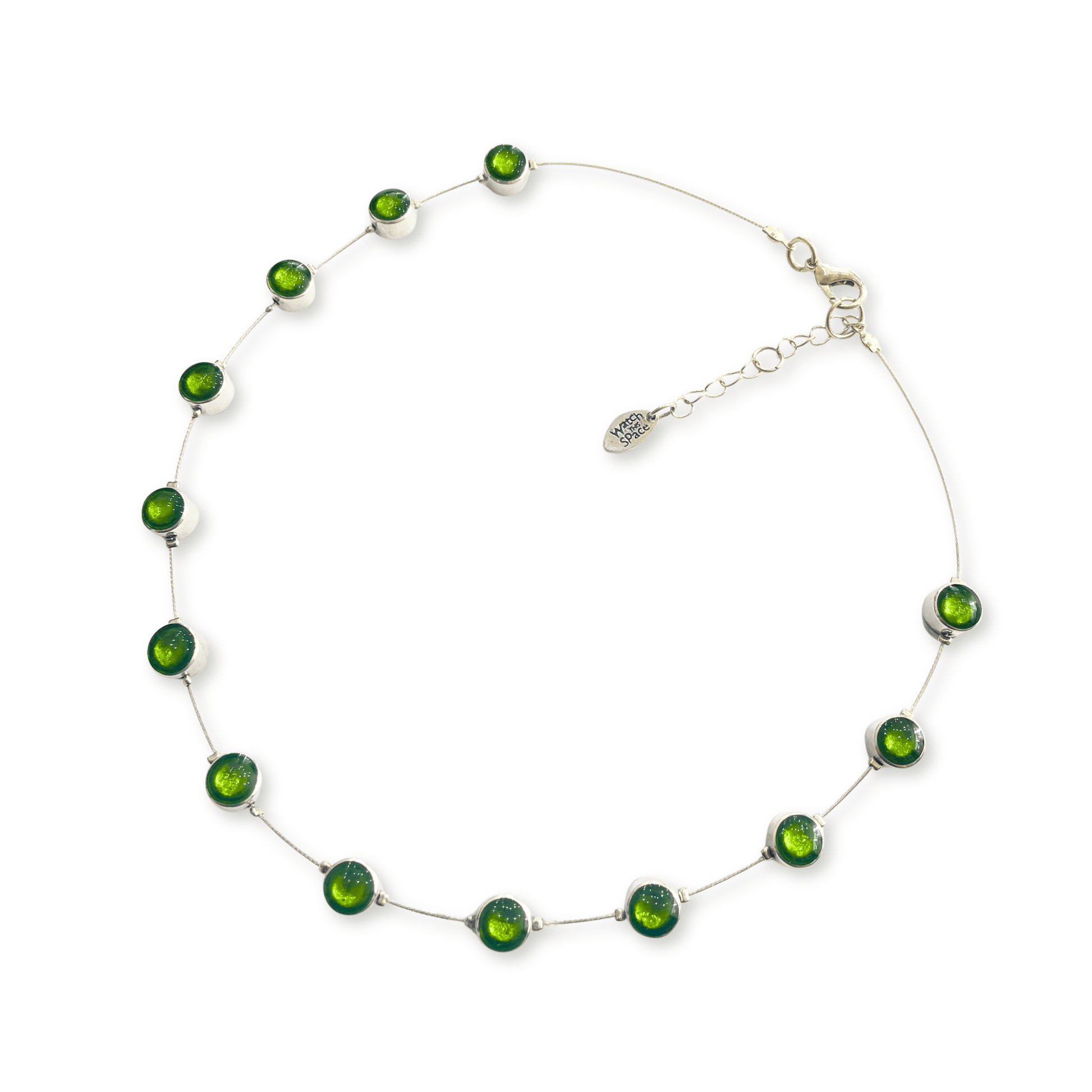 Green Aluminium Circles Small Shiny Floating Necklace