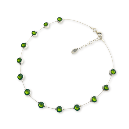 Green Aluminium Circles Small Shiny Floating Necklace