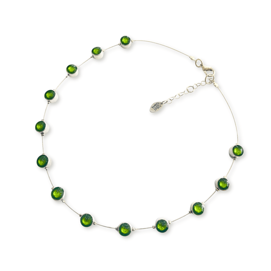 Green Aluminium Circles Small Shiny Floating Necklace