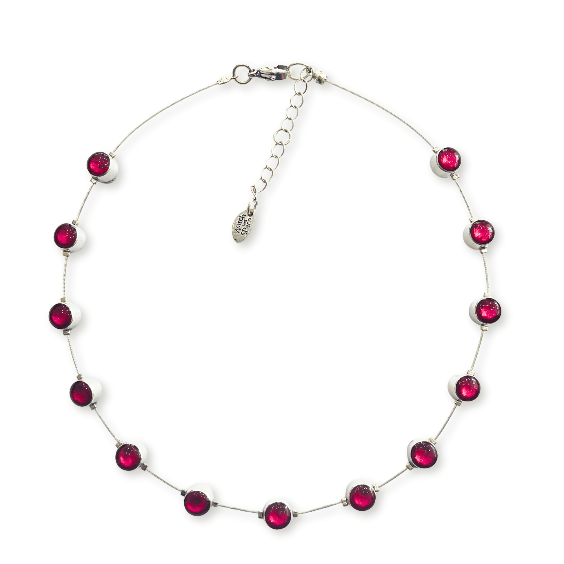 Pink Aluminium Circles Small Shiny Floating Necklace