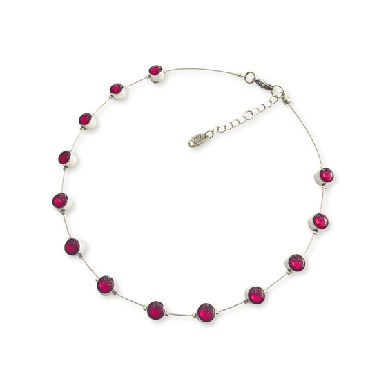 Pink Aluminium Circles Small Shiny Floating Necklace