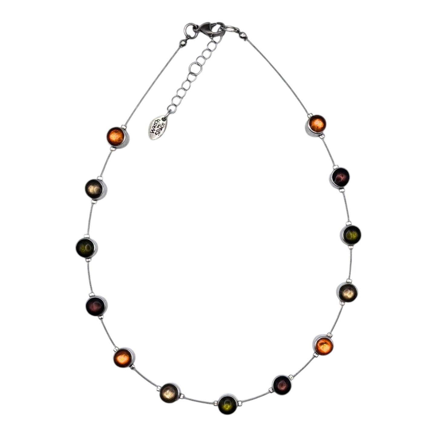 Pistachio Aluminium Circles Small Shiny Floating Necklace | The Jewellery Stop