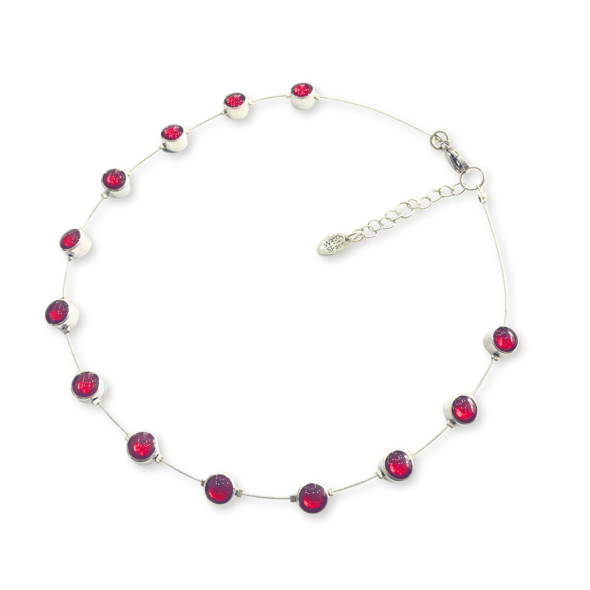 Red Aluminium Circles Small Shiny Floating Necklace