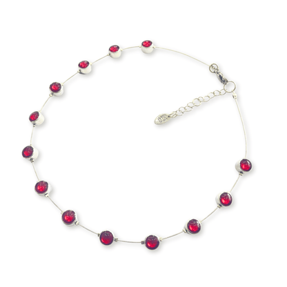 Red Aluminium Circles Small Shiny Floating Necklace