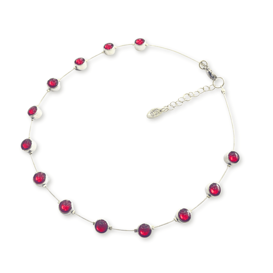 Red Aluminium Circles Small Shiny Floating Necklace