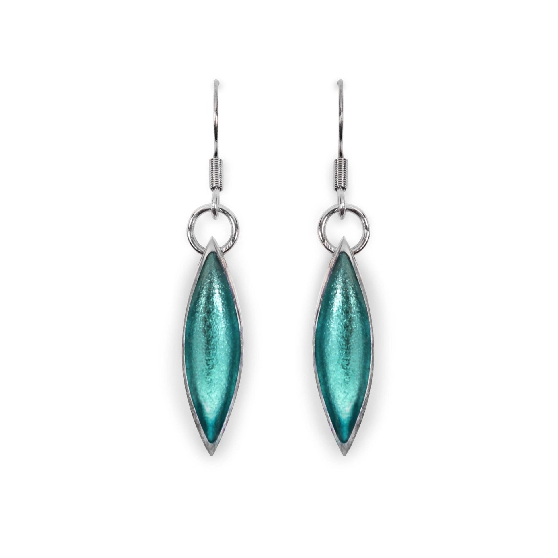 Aqua Pewter Petals Large Fish Hook Earrings | The Jewellery Stop