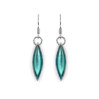 Aqua Pewter Petals Large Fish Hook Earrings | The Jewellery Stop