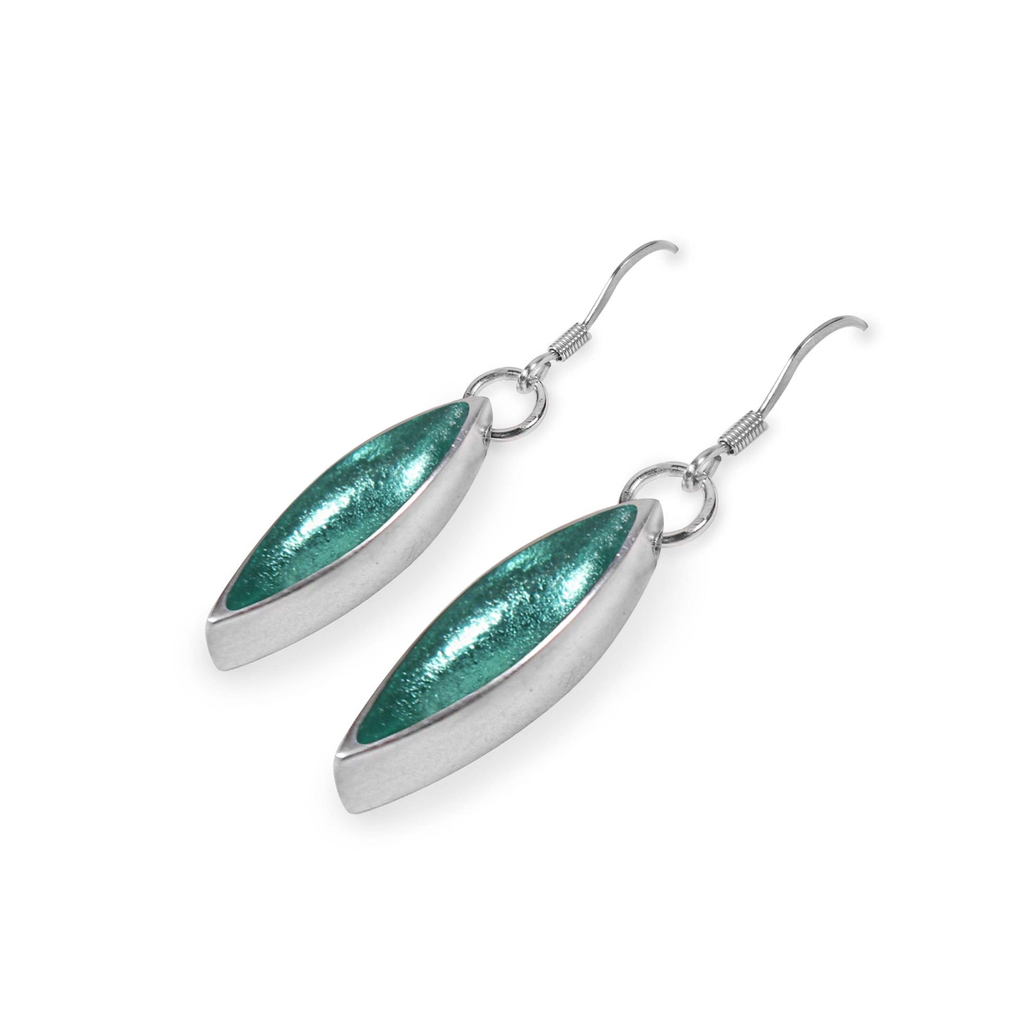 Aqua Pewter Petals Large Fish Hook Earrings | The Jewellery Stop
