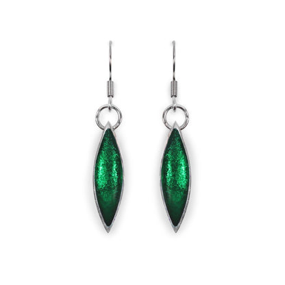 Emerald Pewter Petals Large Fish Hook Earrings | The Jewellery Stop