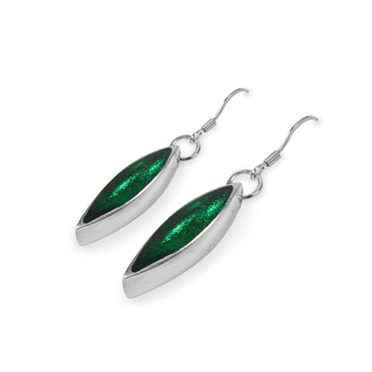 Emerald Pewter Petals Large Fish Hook Earrings | The Jewellery Stop