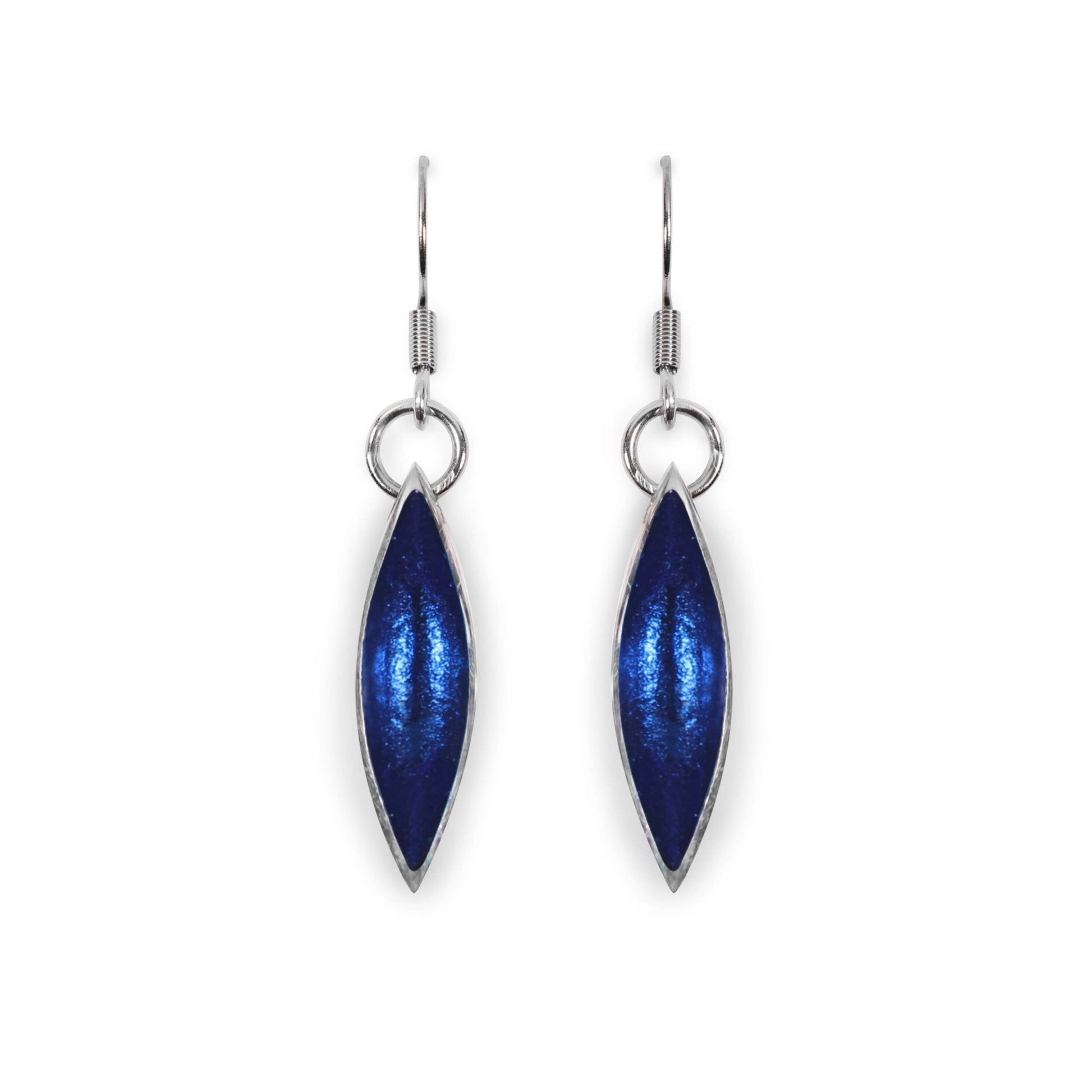 Navy Pewter Petals Large Fish Hook Earrings | The Jewellery Stop