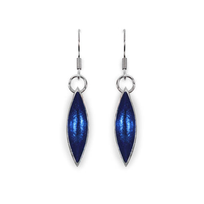 Navy Pewter Petals Large Fish Hook Earrings | The Jewellery Stop