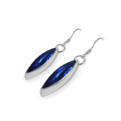 Navy Pewter Petals Large Fish Hook Earrings | The Jewellery Stop