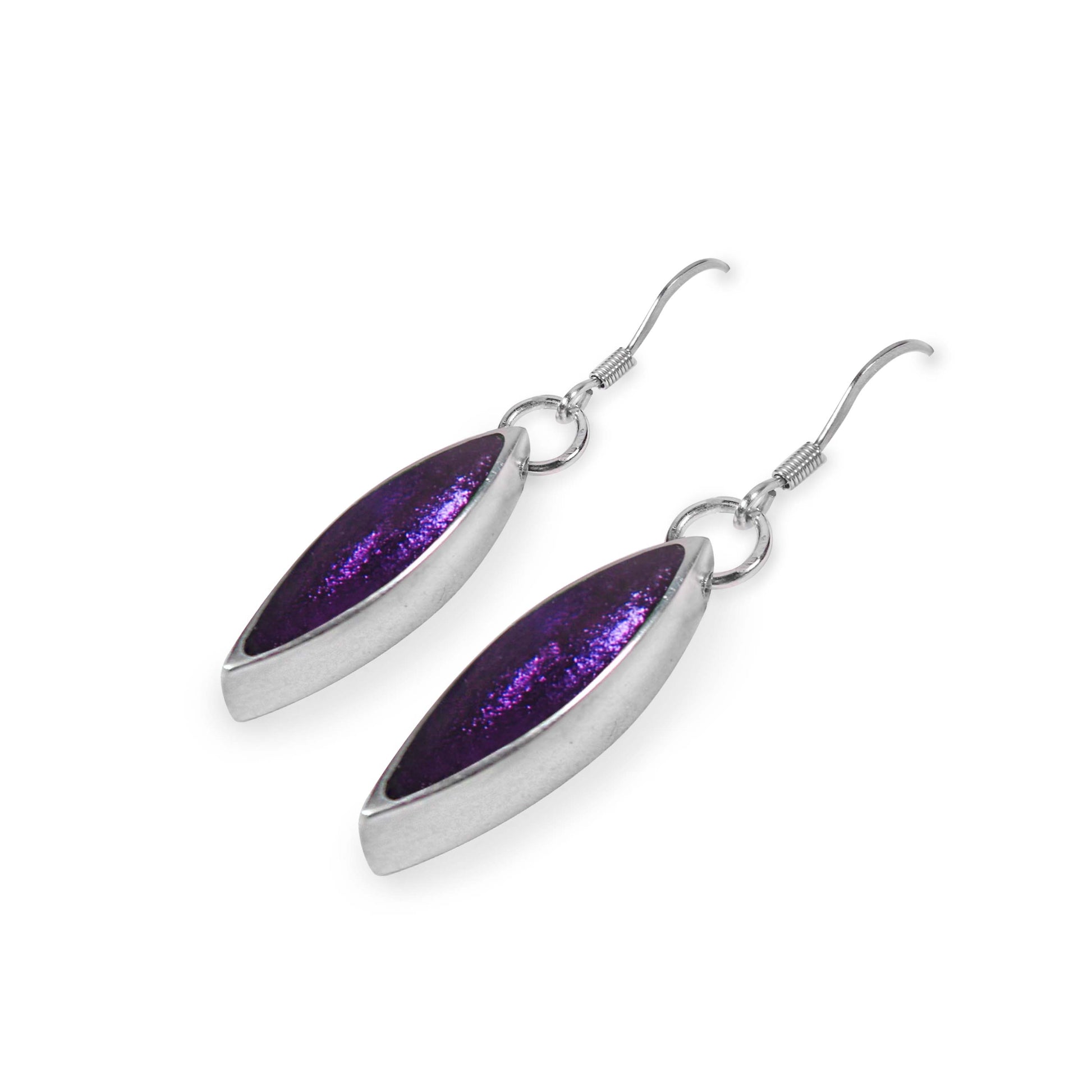 Peacock Pewter Petals Large Fish Hook Earrings | The Jewellery Stop