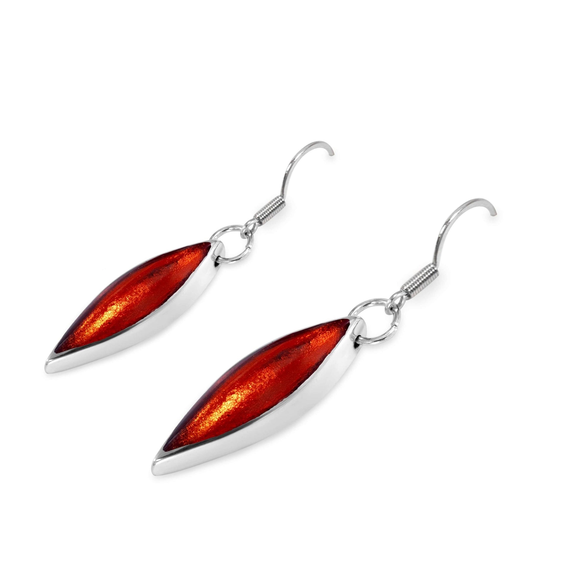 Terracotta Pewter Petals Large Fish Hook Earrings | The Jewellery Stop